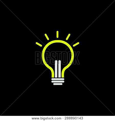 Bulb Lamp Icon Vector With Shiny Color