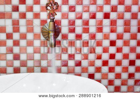 Traditional Turkish Hamam With Stone Walls, Sink