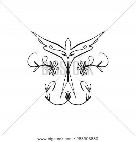 Swallow Contour Minimalistic Symbol, Stylized Bird, Tattoo