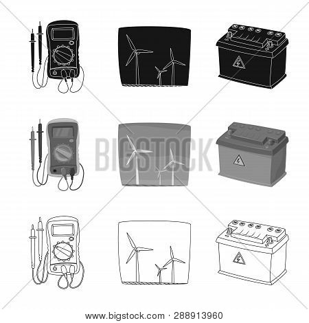 Vector Design Of Electricity And Electric Symbol. Collection Of Electricity And Energy Vector Icon F