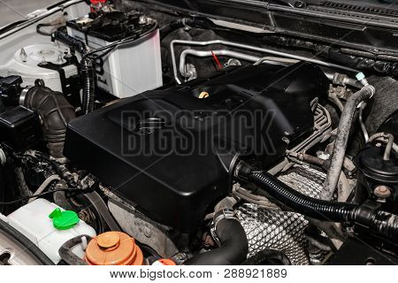 Novosibirsk, Russia - March 10, 2019:  Suzuki Grand Vitara,close-up Of The Engine, Front View. Photo