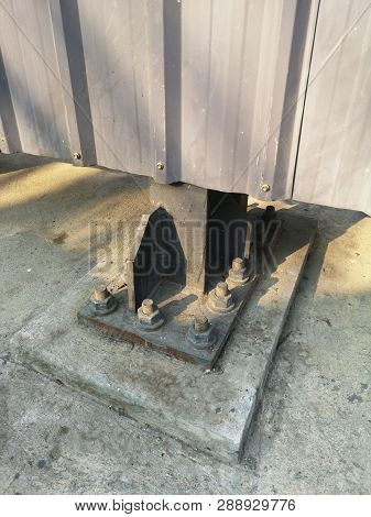 Close Up Bolt Steel Metalsheet Wall Structure