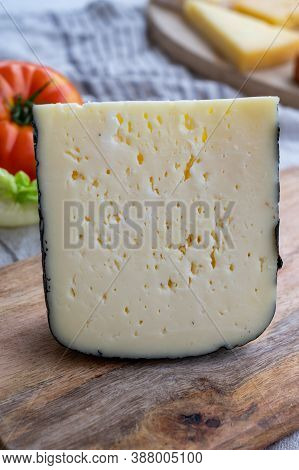 Cheese Collection, French Fol Epi  Cheese With Many Little Holes, Etorki, Tomme Noire Des Pyrenees A