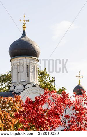 Dome Of Church Of The Conception Of Saint Anne In Kitay-gorod District Of Moscow City On Sunny Autum