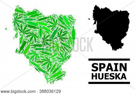 Addiction Mosaic And Solid Map Of Hueska Province. Vector Map Of Hueska Province Is Formed With Rand