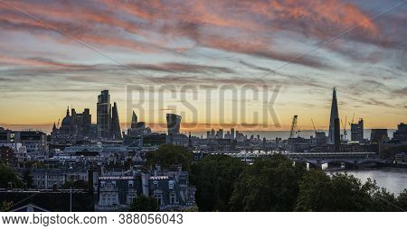 Stunning Beautiful Landscape Cityscape Skyline Image Of London In England During Colorful Autumn Sun