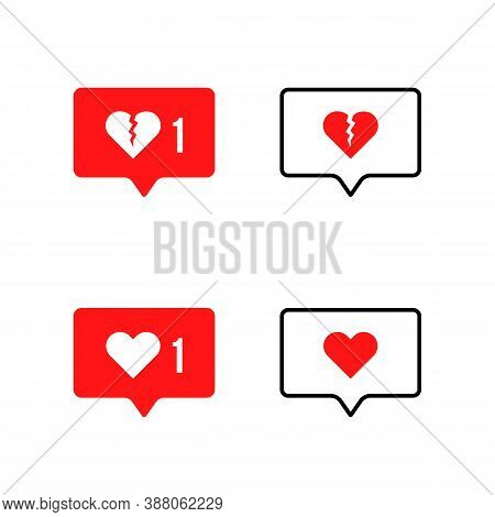 Speech Bubble With Broken Heart Icon. Flat Simple Or Stroke Style Trend Modern Romance Dialog Logoty