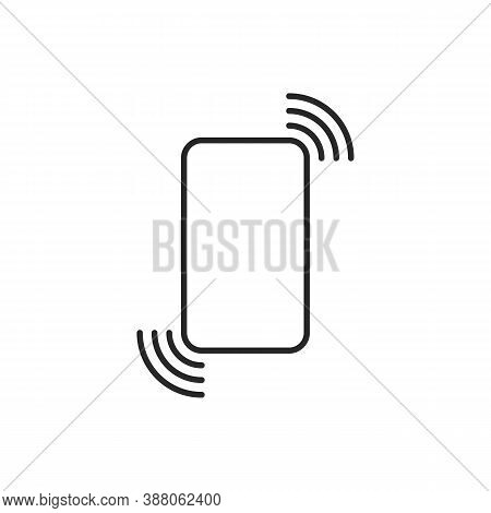 Linear Phone Icon Like Call Or Vibration. Concept Of Chat Message Sound Or Notice Vibro. Flat Linear