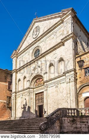 View At The Churc Of Saint Agostino In The Streets Of Montepulciano In Italy