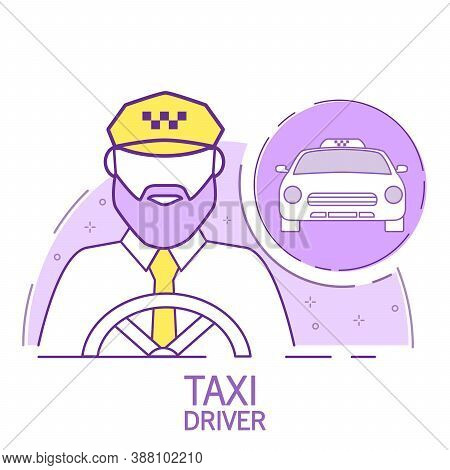 Taxi Driver A Man In Uniform.concept Service Icons Cab Outline Vector.