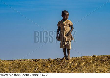 Axum, Ethiopia - Feb 10, 2020: Ethiopian Boy Seen On The Road From Axum To Gheralta, Tigray In North