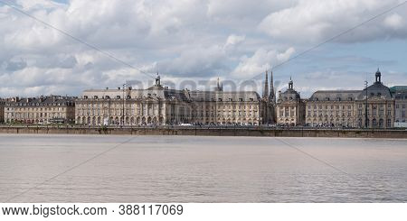 Bordeaux, Gironde / France - 05 26 2019 : Palais De La Bourse With Garonne River In Web Template Ban