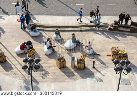 Moscow - Sep 27, 2020: Modern Street At Northern River Terminal, Or Rechnoy Vokzal In Moscow, Russia