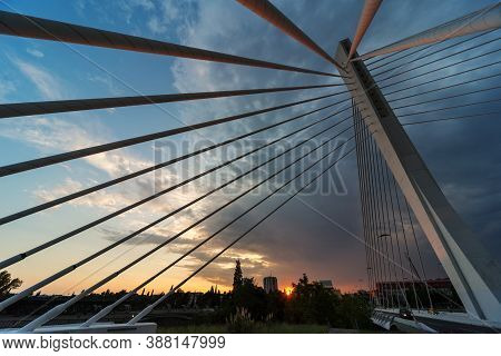 Vie‪w Across The Millenium Bridge At Dusk,podgorica,montenegro.