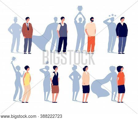 Motivation Leader. Superhero Shadow, Business Person Creative Vision. Powerful Hero Motivate, Thinki