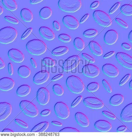 Normal Map Of A Blood Cells Seamless Pattern. 3d Render