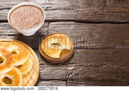 Pandequeso Traditional Colombian Food - Hot Drink Chocolate