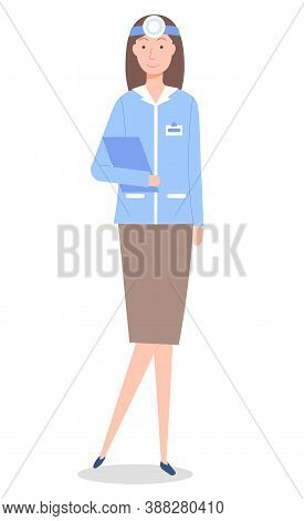 Adult Female Ear Nose Throat Ent Doctor Woman From Orl Clinic Flat Illustration On White Background.