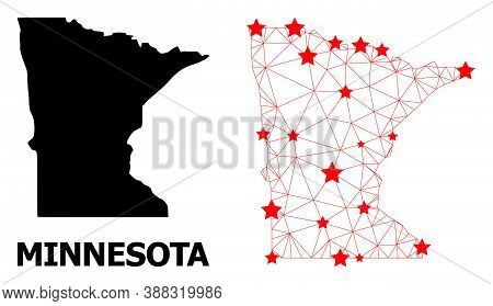 Wire Frame Polygonal And Solid Map Of Minnesota State. Vector Model Is Created From Map Of Minnesota