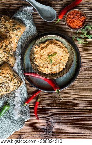 Creamy Sheep Cheese Spread With Onion, Butter And Paprika Powder