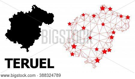Mesh Polygonal And Solid Map Of Teruel Province. Vector Structure Is Created From Map Of Teruel Prov