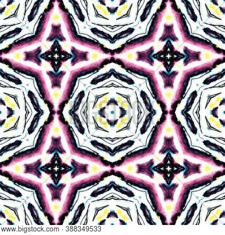 Aztec Brush Watercolor Design. Handdrawn Geometric Decoration. Bohemian Oriental Kaftan. Ink Yellow 