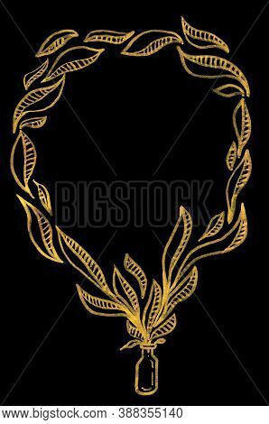 An Elegant Golden Border And Frame With A Nature Feel.