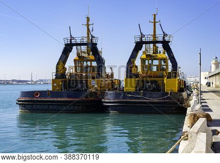 Two Tugs Boat Stands Ready To Help Ships In The Port Of Bari