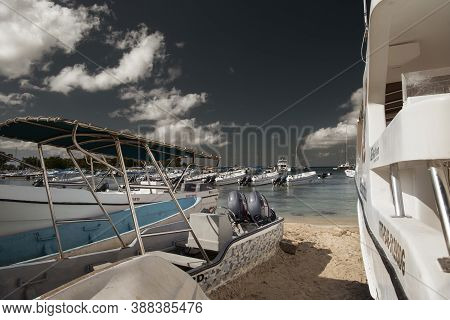 La Romana, Dominican Republic - Dec. 12, 2019: Harbor For Tourist Boats And Catamarans