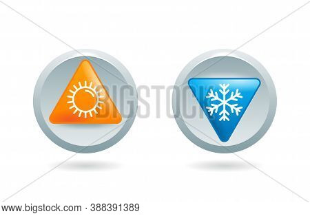 Weather Change (climate Control) Icon With Temperature Rising And Lowering Arrow Indicator - Isolate