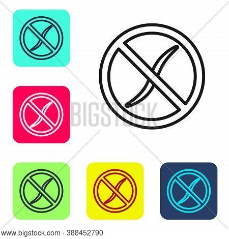 Black Line Anti Worms Parasite Icon Isolated On White Background. Set Icons In Color Square Buttons.