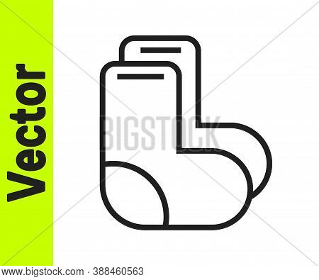 Black Line Valenki Icon Isolated On White Background. National Russian Winter Footwear. Traditional 