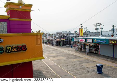 Wildwood, New Jersey -  September 16, 2020: A Rooftop View Of The Wildwood Boardwalk