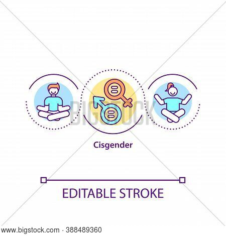 Cisgender Concept Icon. Biological Man. Female From Birth. Human Sex And Identity. Gender Issues Ide