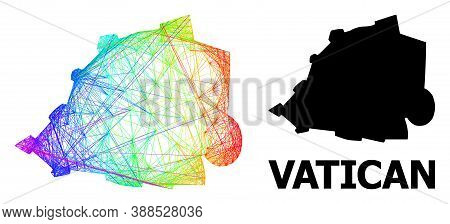 Net And Solid Map Of Vatican. Vector Model Is Created From Map Of Vatican With Intersected Random Li