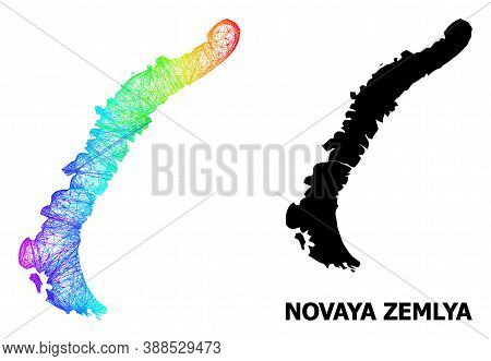 Network And Solid Map Of Novaya Zemlya Islands. Vector Model Is Created From Map Of Novaya Zemlya Is