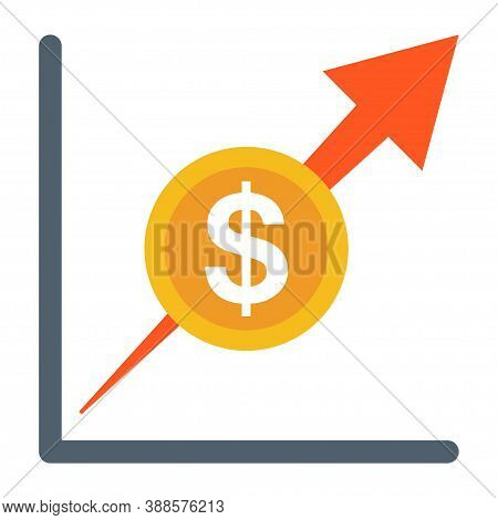 Dollar Up Stock Market Icon Logo Design Element. Big Dollar Currency Symbol With Rising Up Growing A