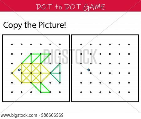 Educational Game For Kids - Copy Picture. Simple Exercise. Drawing Using Dots. Vector Illustration F