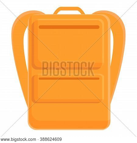 Orange Laptop Backpack Icon. Cartoon Of Orange Laptop Backpack Vector Icon For Web Design Isolated O