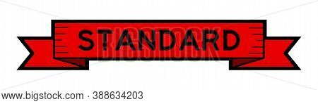 Vintage Red Color Label Banner With Word Standard On White Background