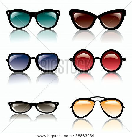 Aurinko lasit asetettu kuvakkeet