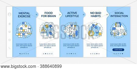 Brain Health Onboarding Vector Template. Mental Exercise. Active Lifestyle. Food For Brain. Responsi