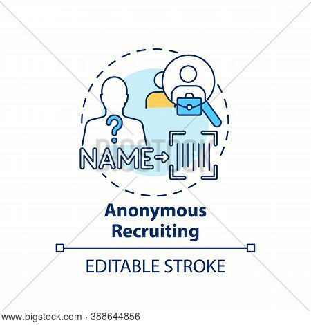 Anonymous Recruiting Concept Icon. Gender Diversity Implementation Tips. Silent Employment Tutorial 