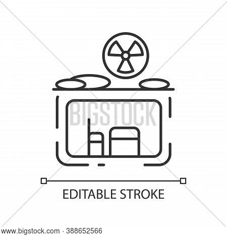 Fallout Shelter Linear Icon. Nuclear Explosion. Protection From Radioactive Debris. Thin Line Custom