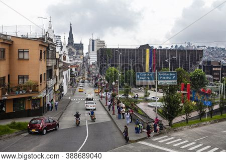 Manizales, Caldas / Colombia - June 08, 2013. Carrera 22, One Of The Most Important Streets In The C