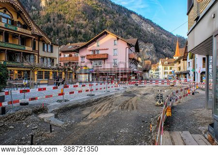 Interlaken, Switzerland Match 27 : Closure Road - Reconstruction And Roadroller/ Reconstruction Old 