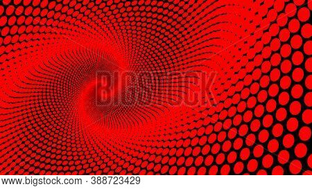 Abstract Spiral Red Dot Pattern On Black Background
