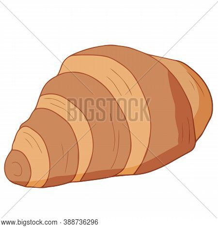 A Painted Croissant With A Shadow On A White Background
