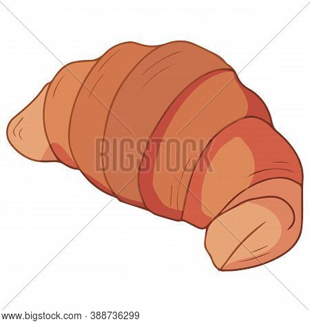 A Painted Croissant With A Shadow On A White Background