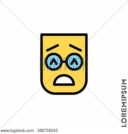 Sad Give Up Tired Color Emoticon Icon Vector Illustration. Style. Very Sad Cry Stressful Emoticon Ic
